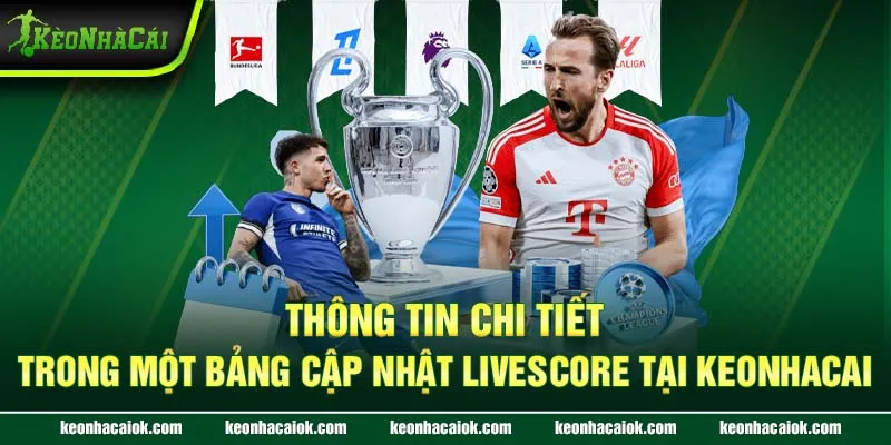 Thông tin chi tiết trong một bảng cập nhật Livescore tại Keonhacai
